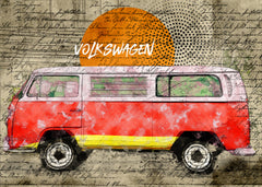 Wall mural Volkswagen vw combi red – fototapet med unikt motiv som skapar en inspirerande fondvägg