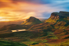 Wall mural The Quiraing on fire – fototapet med unikt motiv som skapar en inspirerande fondvägg