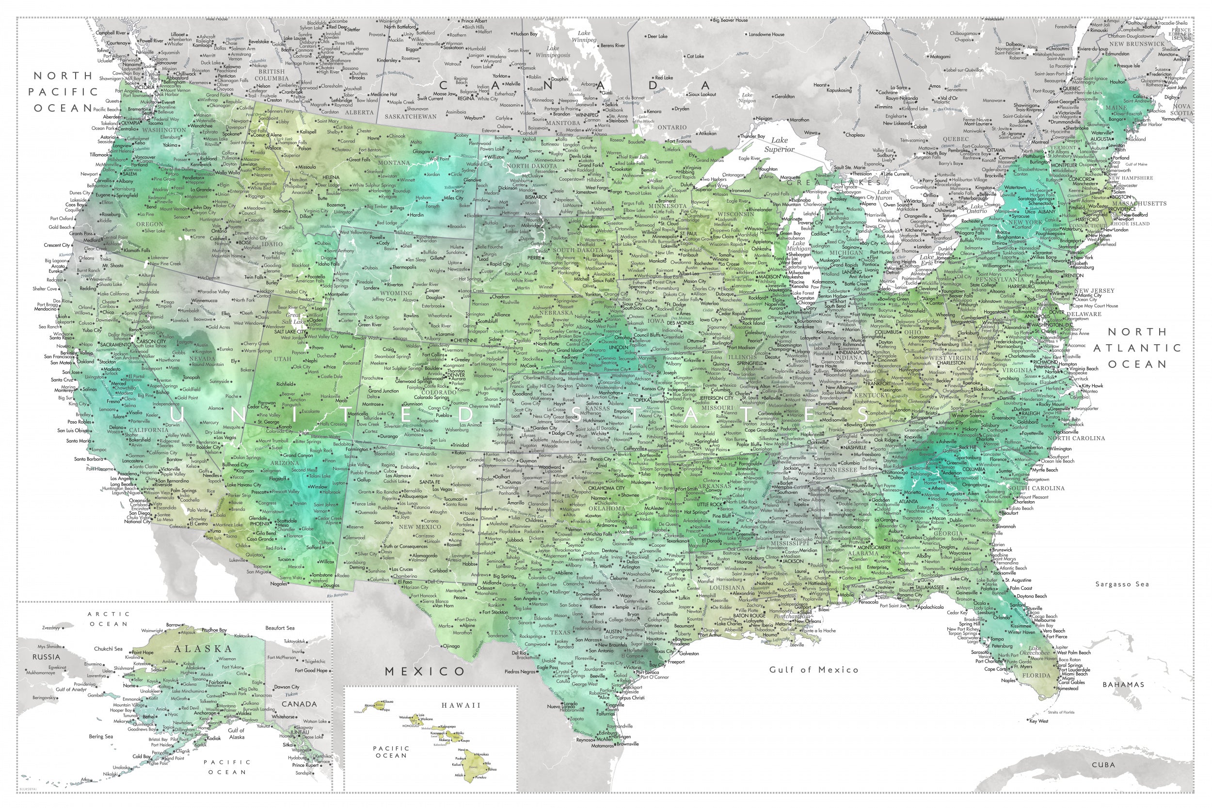 Highly detailed map of the United States, Oriole