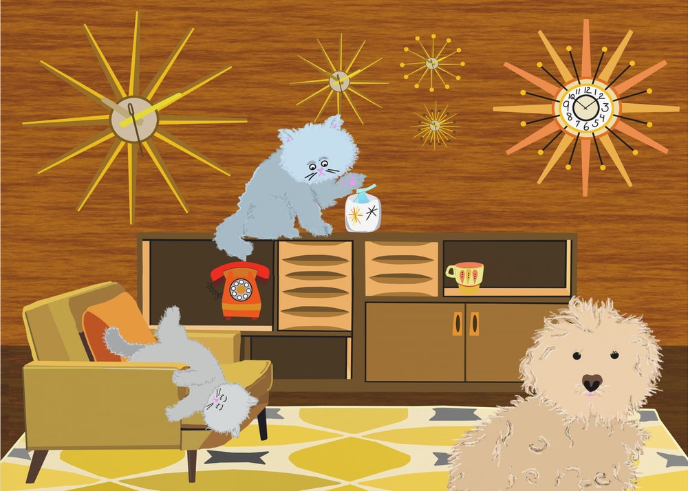 Playful Mid-Century Pets