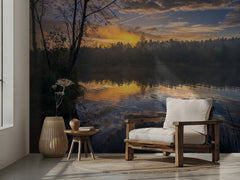 Golden Lake Sunset Reflection