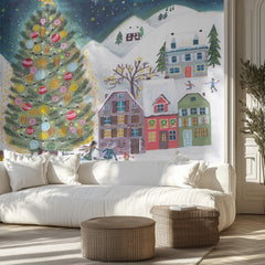 Christmas village in the snow