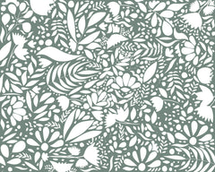 Wall mural Scandi green white pattern – fototapet med unikt motiv som skapar en inspirerande fondvägg