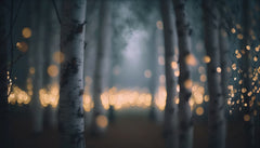 Wall mural Glowing Birch Forest – fototapet med unikt motiv som skapar en inspirerande fondvägg