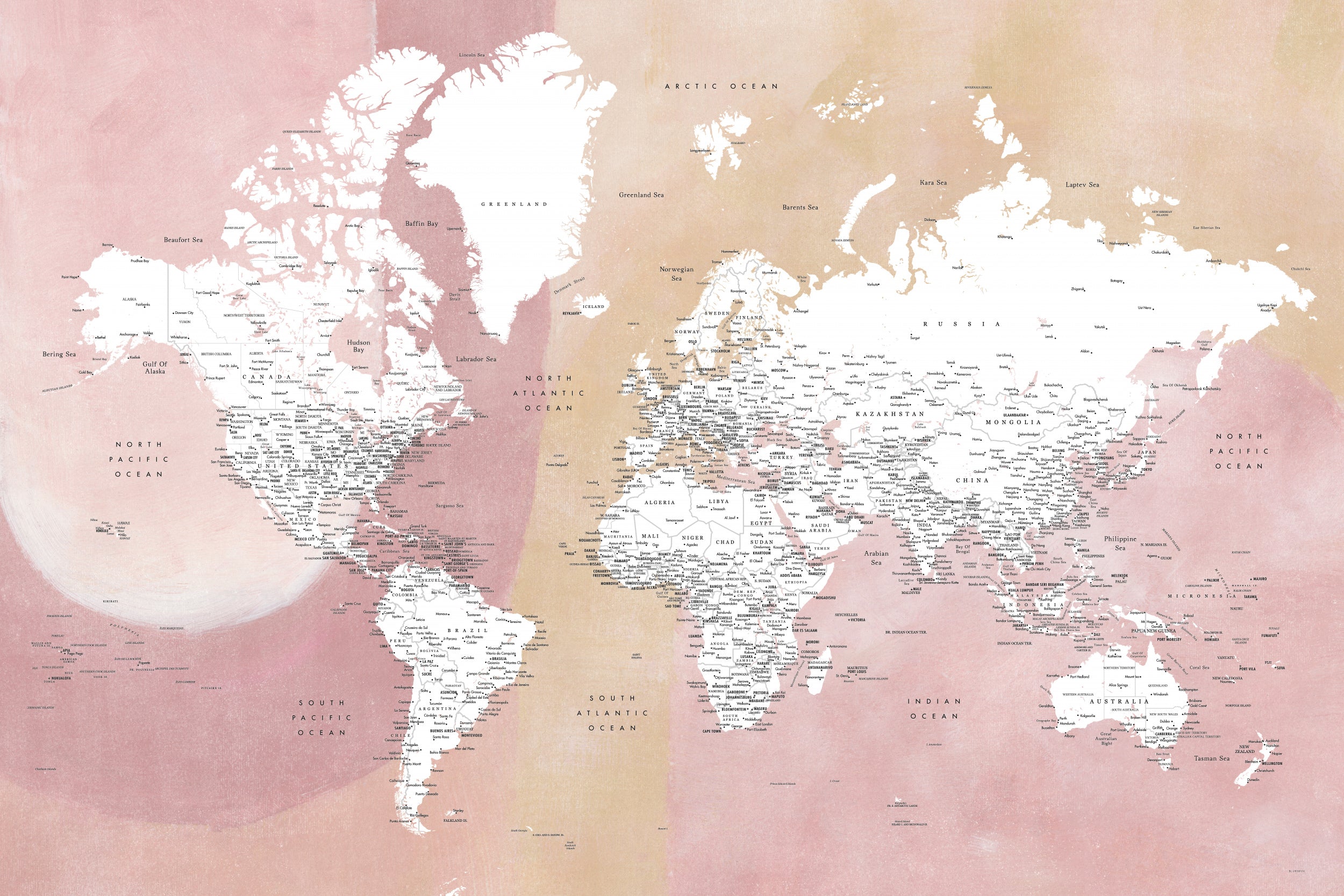 Detailed world map with cities Mizn