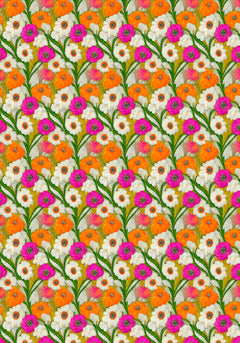 Wall mural Stitched Flowers Pattern – fototapet med unikt motiv som skapar en inspirerande fondvägg