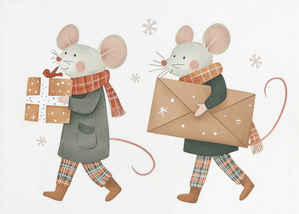 Holiday Mice with Gifts