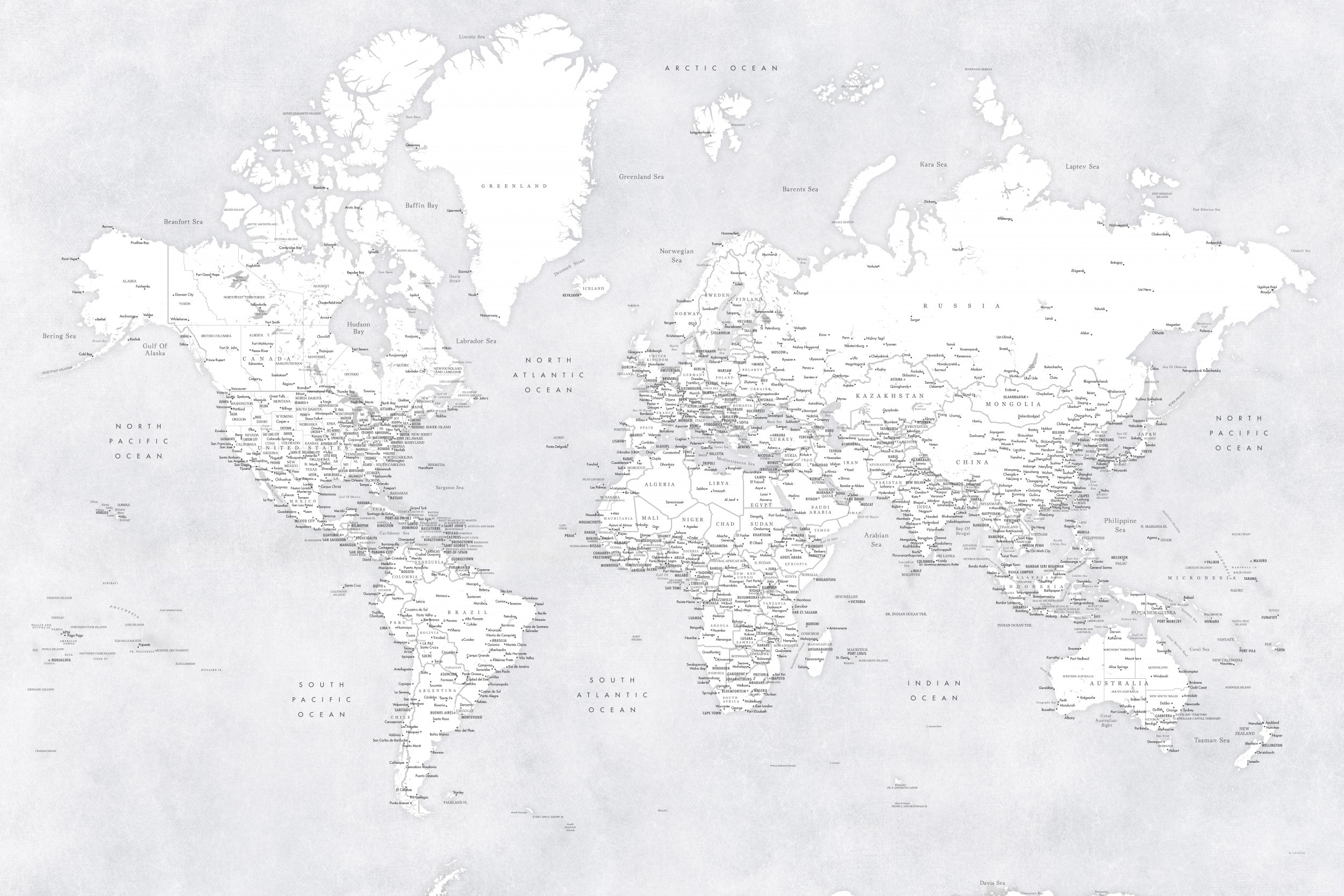 Detailed world map with cities, Siv