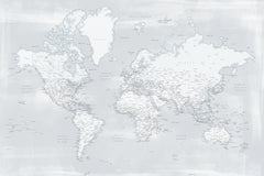 Wall mural Detailed world map with cities Maeli cold – fototapet med unikt motiv som skapar en inspirerande fondvägg