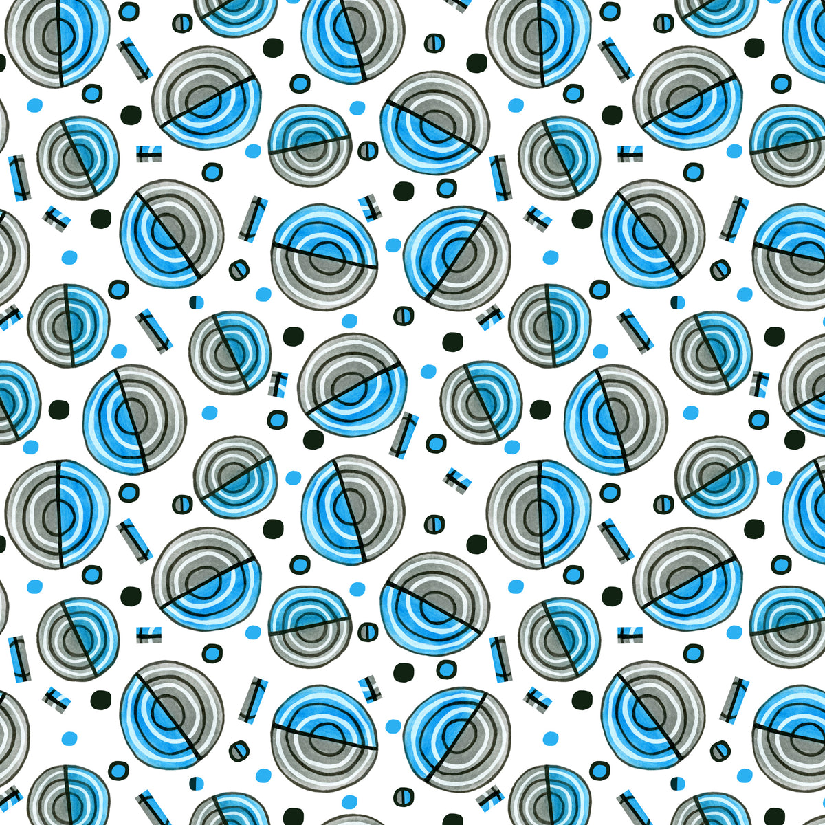 Circles Galore blågrå geometrisk