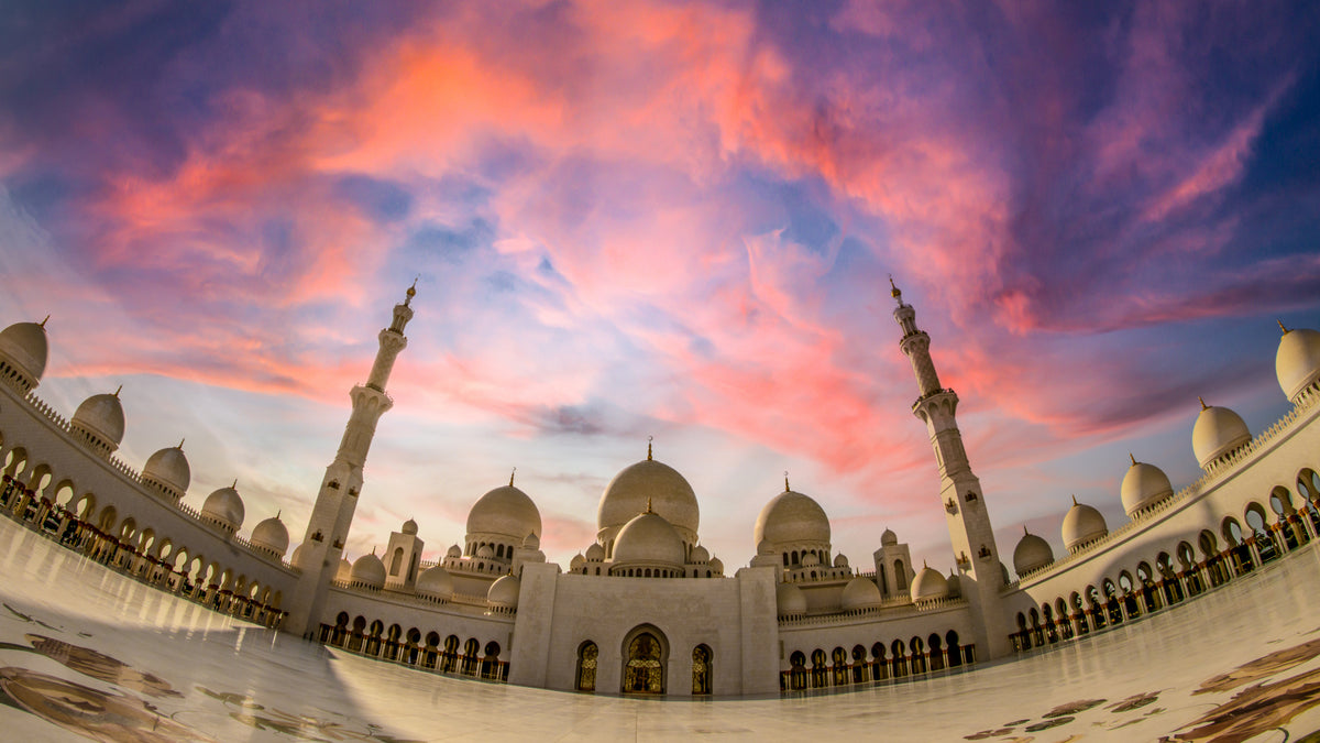 Sheikh Zayed Grand Mosque - Solnedgang