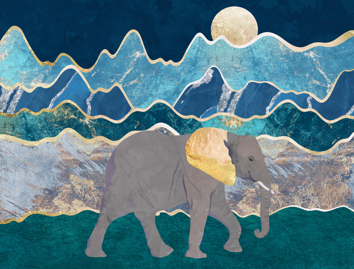 Landskap elefant månebelyste fjell