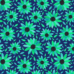Wall mural Floral Polka Dot Center Turquoise On Navy – fototapet med unikt motiv som skapar en inspirerande fondvägg