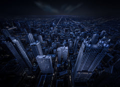 Wall mural Chicago Blue Hour – fototapet med unikt motiv som skapar en inspirerande fondvägg