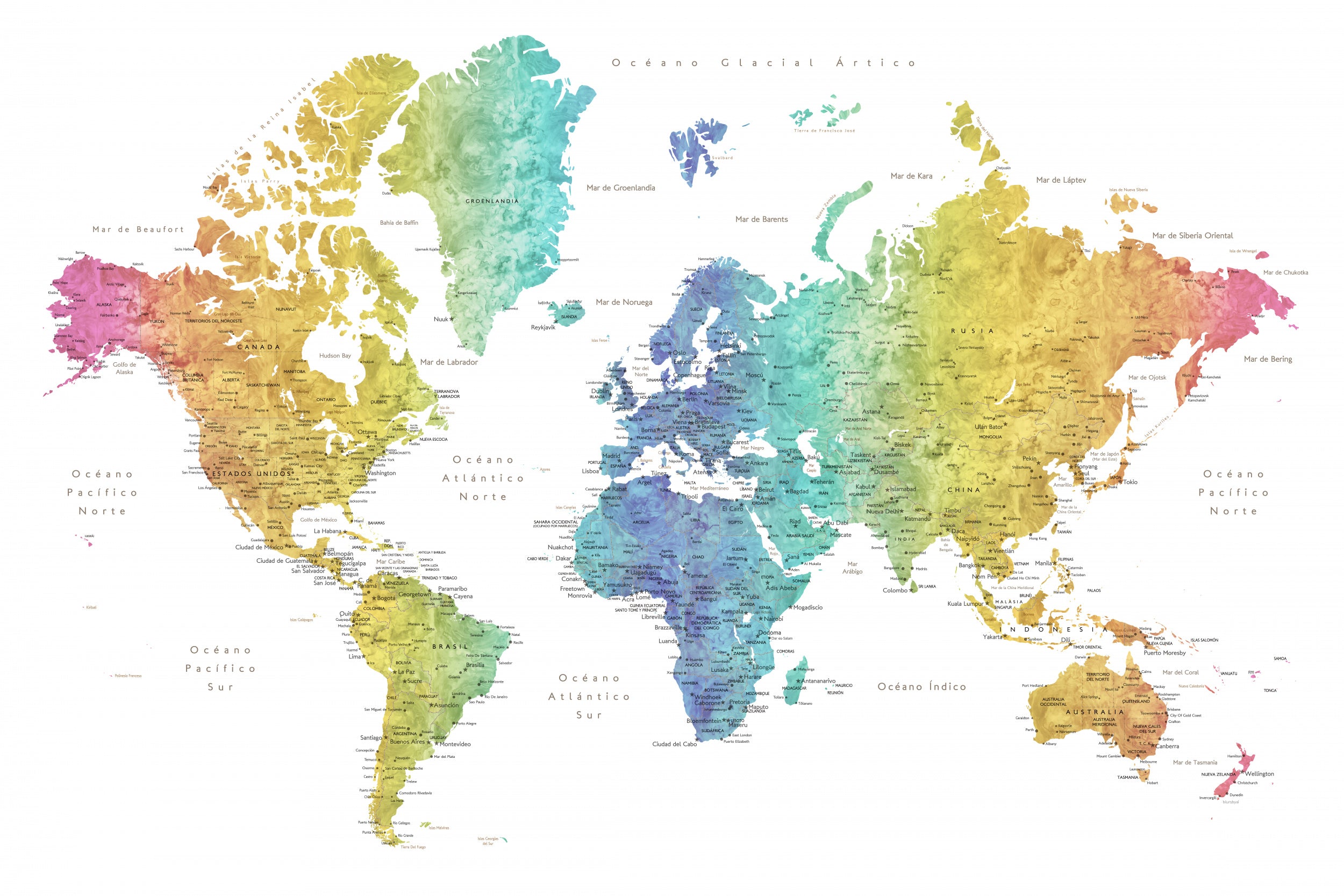 Jude world map in Spanish