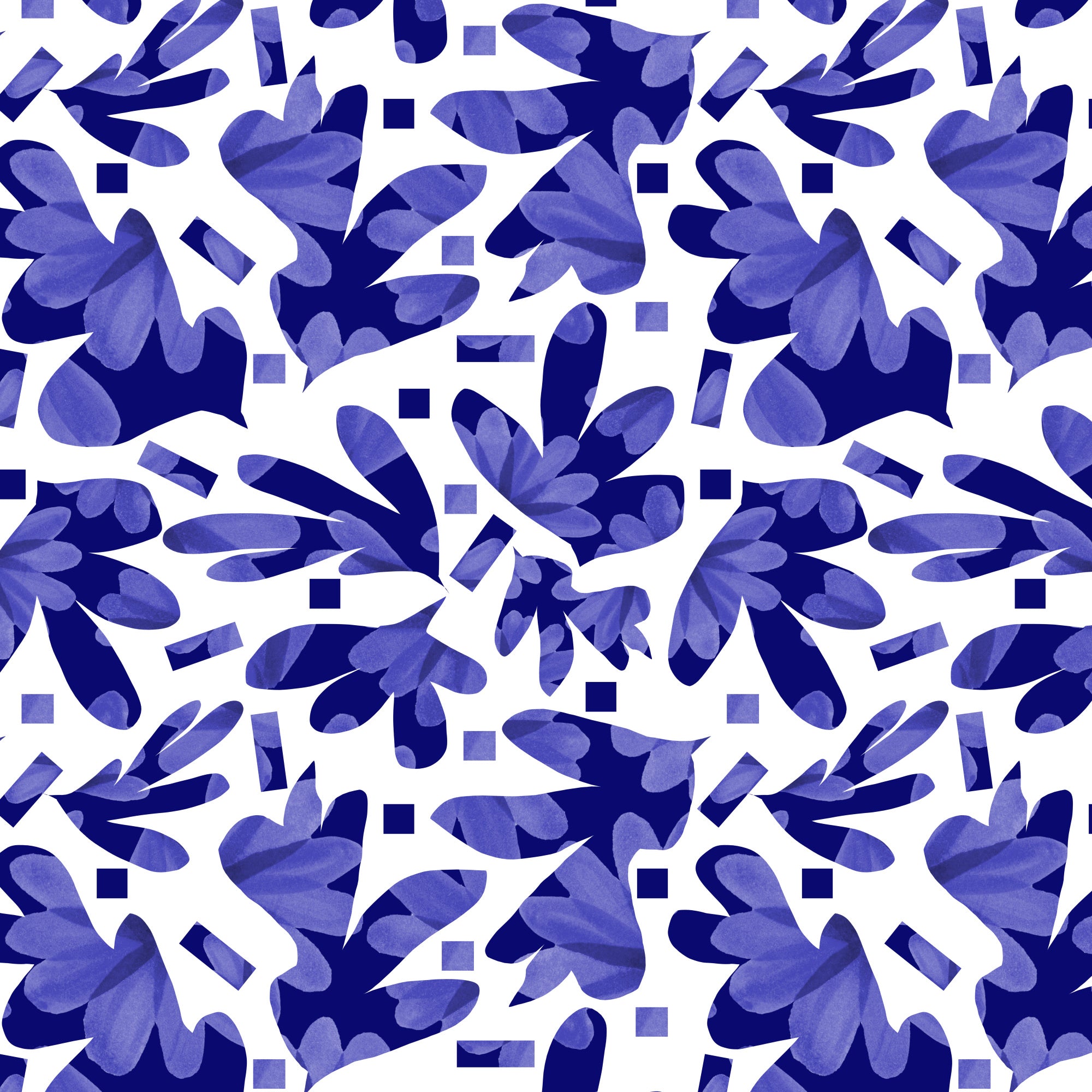 Blue Florals Galore Abstract Cutouts