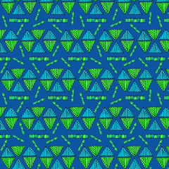Wall mural Tribal Triangles Shapes Turquoise Lime – fototapet med unikt motiv som skapar en inspirerande fondvägg