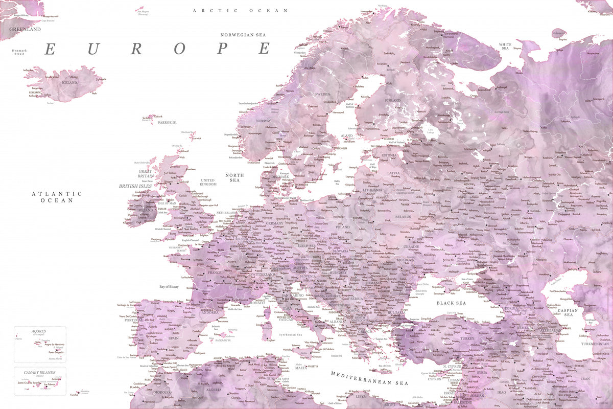 Lilla detaljert kart over Europa