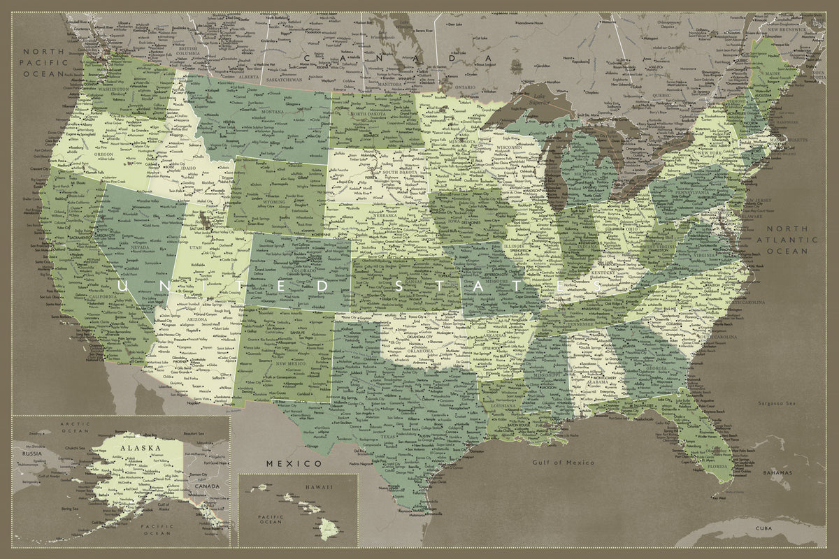 Svært detaljert kart over USA, Camo
