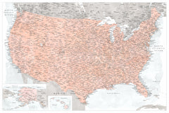 Wall mural Highly detailed map of the United States Lynette – fototapet med unikt motiv som skapar en inspirerande fondvägg