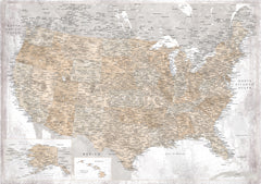 Wall mural Highly detailed map of the United States Kacia – fototapet med unikt motiv som skapar en inspirerande fondvägg