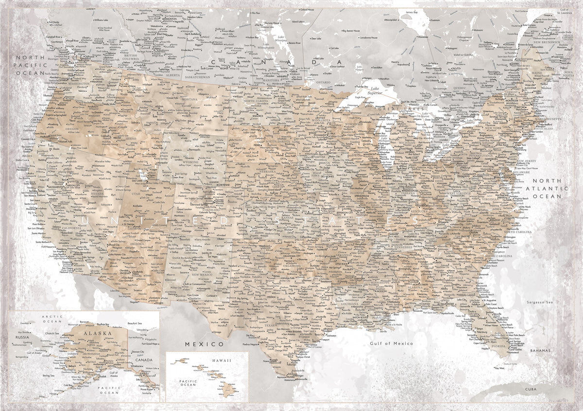 Svært detaljert kart over USA, Kacia