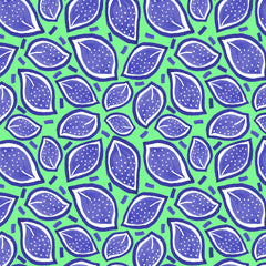 Wall mural Scattered Leaves Polka Dot Navy On Green – fototapet med unikt motiv som skapar en inspirerande fondvägg