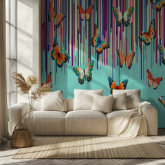 Vibrant Butterflies with Stripes