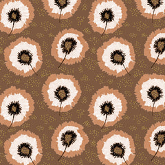 Wall mural Polka Dot Flower Fringes Mocha Gold – fototapet med unikt motiv som skapar en inspirerande fondvägg