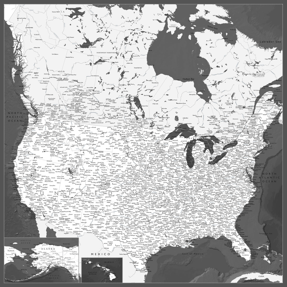 Meget detaljert kart over USA, Olson