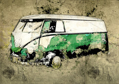 Wall mural Volkswagen vw combi green – fototapet med unikt motiv som skapar en inspirerande fondvägg