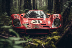 Wall mural ForestCar – fototapet med unikt motiv som skapar en inspirerande fondvägg
