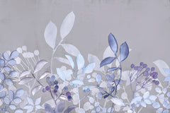 Wall mural Watercolor Pastel Garden Blue – fototapet med unikt motiv som skapar en inspirerande fondvägg