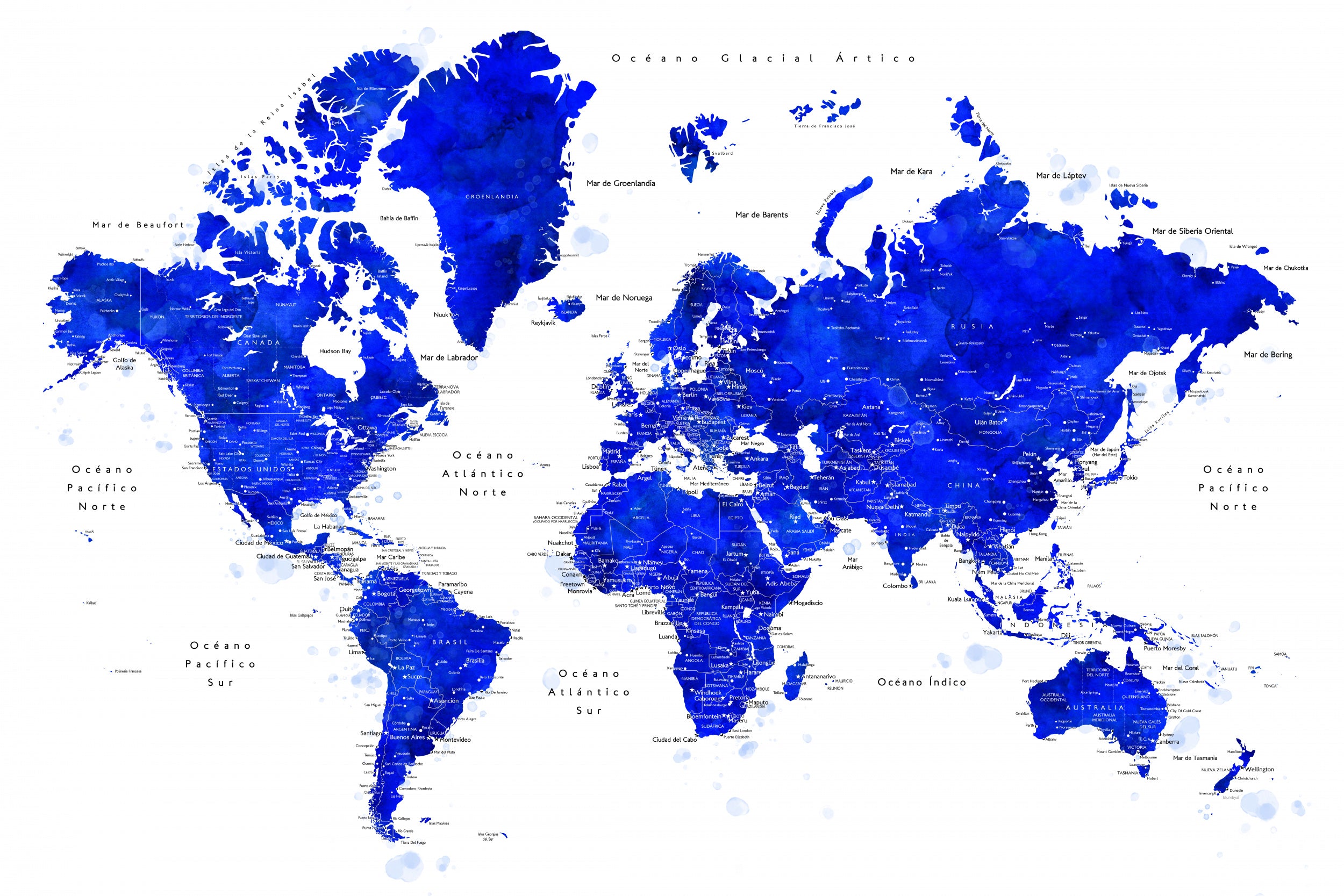 Nadiin world map in Spanish