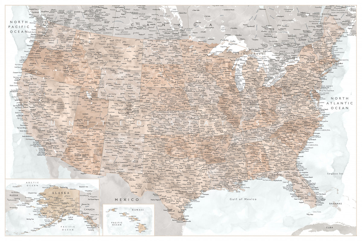 Svært detaljert kart over USA, Calista