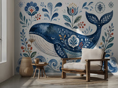 Folk Art Blue Whale