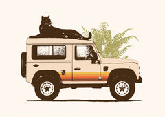 Wall mural Black Panther On Car – fototapet med unikt motiv som skapar en inspirerande fondvägg