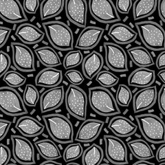 Wall mural Scattered Leaves Polka Dot Gray On Black – fototapet med unikt motiv som skapar en inspirerande fondvägg