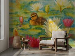 Duckling Among Lilies