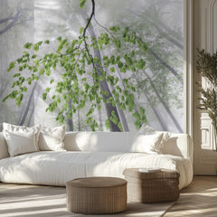 Green Leaves in Mist