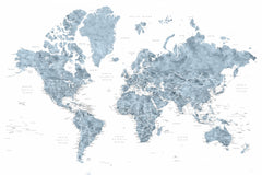 Wall mural Detailed world map with cities Ninian – fototapet med unikt motiv som skapar en inspirerande fondvägg