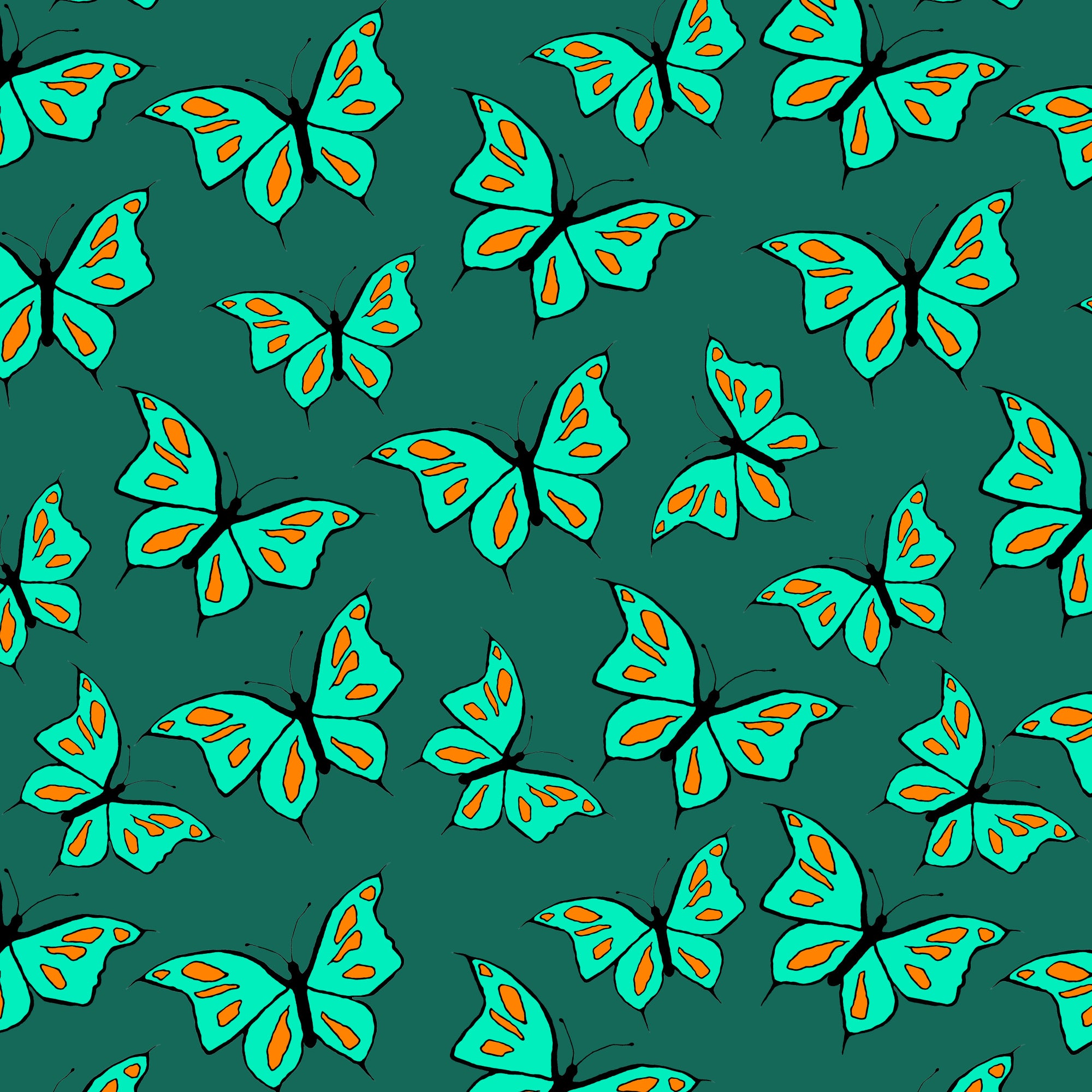 Butterflies Mint On Green