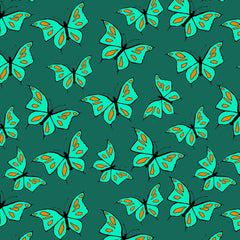 Wall mural Butterflies Mint On Green – fototapet med unikt motiv som skapar en inspirerande fondvägg