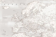 Wall mural Lysander detailed map of Europe – fototapet med unikt motiv som skapar en inspirerande fondvägg