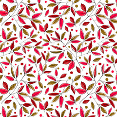 Wall mural Floral Branches Magenta Brown – fototapet med unikt motiv som skapar en inspirerande fondvägg