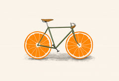 Wall mural Orange Wheels – fototapet med unikt motiv som skapar en inspirerande fondvägg