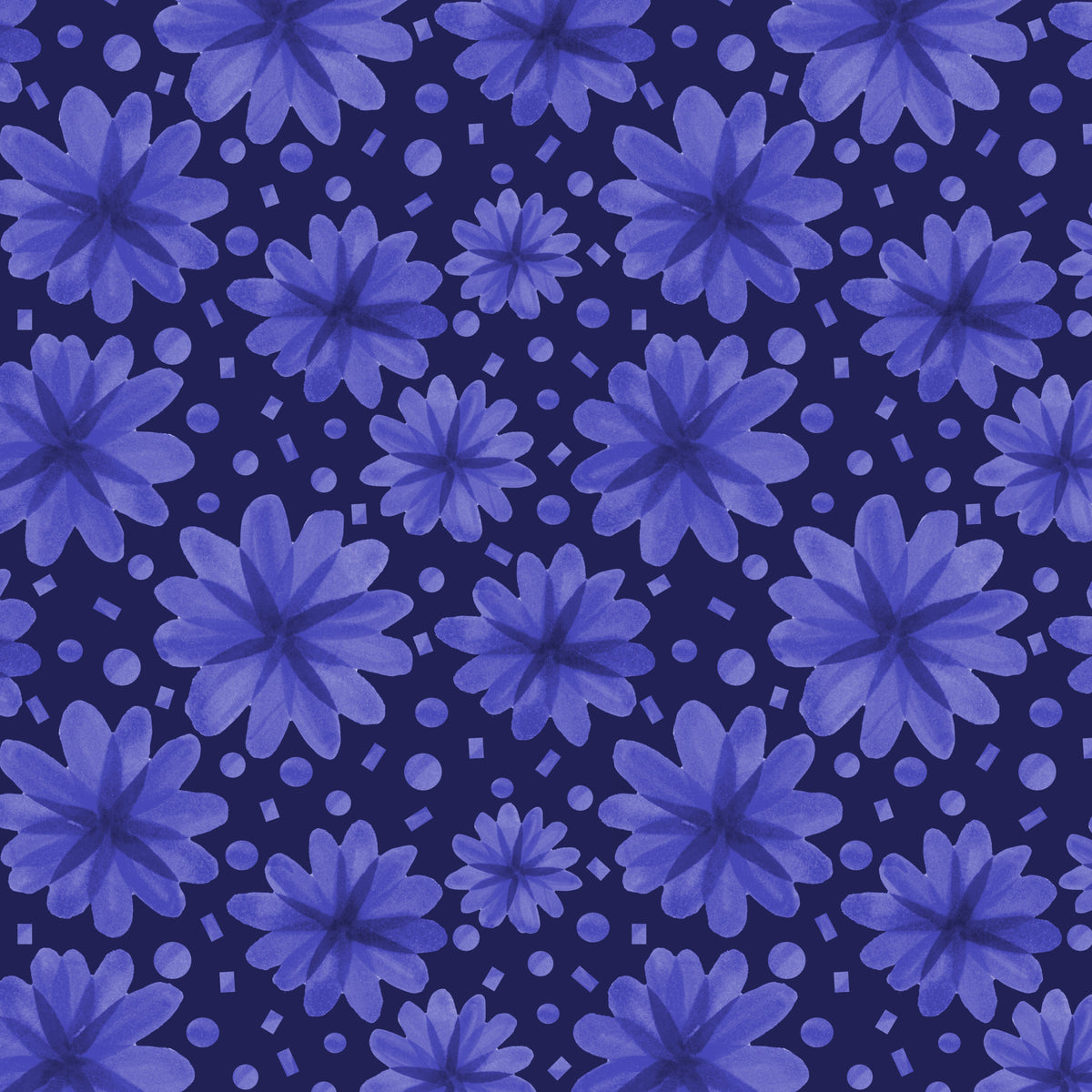 Floral Botanicals Marineblå På Blå