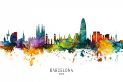 Wall mural Barcelona Spain Skyline – fototapet med unikt motiv som skapar en inspirerande fondvägg