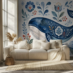 Folk Art Blue Whale
