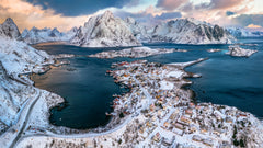 Wall mural Aerial Reine – fototapet med unikt motiv som skapar en inspirerande fondvägg